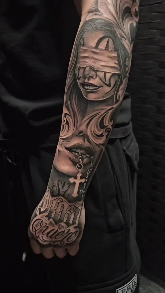 First tattoo client drove 4 hours black and grey realism by Alex Zamora