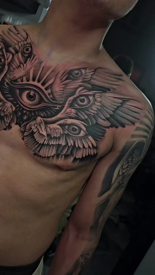 Seraphim angel tattoo 22 hour session by Alex Zamora